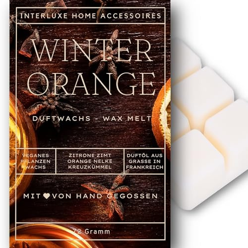 Interluxe Duftmelt Wachsmelt Duft Winter Orange Duftnote Duftrichtung angenehm duftend Waxmelt 100% pflanzlich Duftwachswürfel Wachs mit Duftöl