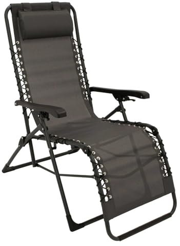 DEGAMO Relaxsessel Gartensessel Nizza, Metall und Kunstgewebe grau, faltbar, Outdoor