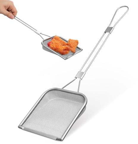 ABOOFAN Écumoire à friteuse - Cuillère - Écumoire à graisse - Louche carrée - Passoire alimentaire - Pelle à frites - Ustensile de cuisine pour mousser