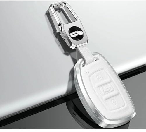 Toiumops Car Key Case for Jaguar XF XJ XE XJL XF, Leather Car Metal Key Case Cover Shell