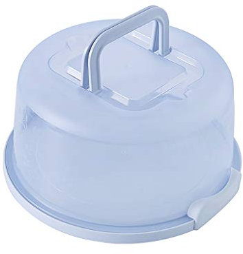 Duiaynke Cupcake Carrier with Collapsible Handle Portable Round Pie Saver Platter Suitable for 8 inch Cake or Small Blue