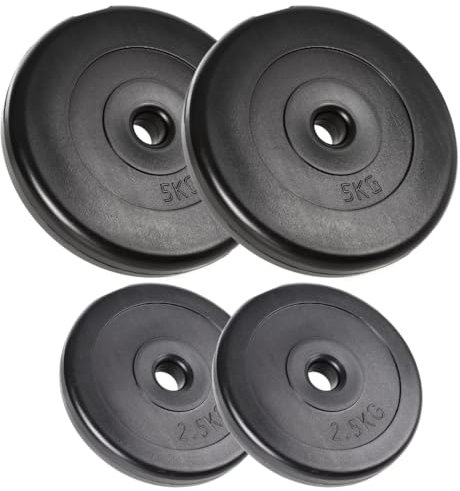 A2Z SPORT® 15kg Hantelscheiben 30mm Set: 2x5kg + 2x2,5kg - Gewichtsscheiben 5kg Hantelscheiben + 2,5kg Hantelscheiben Set Gewichte 30mm für Langhanteln and Kurzhanteln