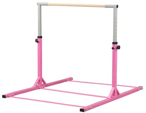 Pedivelo Gymnastikstange Gymnastik Turnreck Höhenverstellbare Turnstangen Kletterstange Reckstange Reck (Rosa)