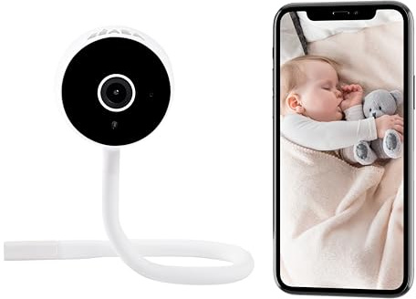 BÉABA - Moniteur Bébé Zen Connect - Moniteur Vidéo Bébé - Caméra Full HD 1090p - Talkie-Walkie Longue Portée - Connexion Mobile et WiFi - Berceuses, Potence Flexible - Blanc