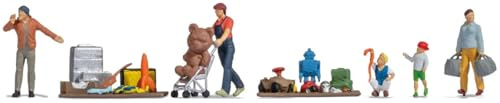 NOCH Figuren-Themenwelt „Flohmarkt“, mit menschl. Figuren, 1:87 (H0) für Modellbau und Dioramen