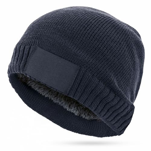 MASAT® Vintermössa för män med inre fleecefoder - unisex vintermössa en storlek - vintermössor för män, Blå, L única
