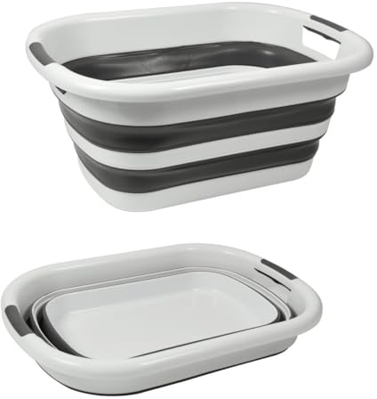 MagazziniGM Linea Compact Salvaspazio SECCHIO CATINO BACINELLA CESTO PORTABIANCHERIA Pieghevoli (CATINO PIEGHEVOLE 26lt - 55 x 40 x 24 cm)