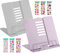 2 Piezas Atril para Libros metal, Atril Lectura de Metal con 6 ángulos Ajustables Estante Lectura de Metal Multifuncional Estantes de Lectura para Cocina, Escuela, Oficina (Gris+Morado)