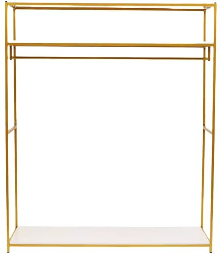 Rail de rangement pour vêtements de mariée - Portant autonome avec étagère - Chariot professionnel - Porte-manteau à roulettes - Doré