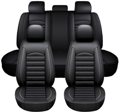 Chifeng Full Set Black 5 Seat Car Seat Covers Waterproof Faux Leather Auto Seat Protection Cover for Car SUV Sedan Truck Automotive Interior Accessories (Black,for VW Golf R)