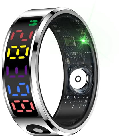 Smart Ring Health Tracker, Touch Control Fitness Ring mit Farbanzeigebildschirm, IP68 Edelstahl Smart Health Ring für die Schlafüberwachung, Telefon -App -Support (#8)