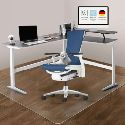 Artwelt Bürostuhl Unterlage Bodenschutzmatte aus mattem PVC rutschfest 2 mm dick Strapazierfähig & Bruchsicher (170cm X 120cm)