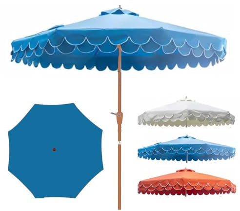 ZYXQQJ Grand Patio Parasol De Jardin 2.5/2.7 M Parasol De Loisirs, Parasol De Marché pour Extérieur, Herbe, Mariage, Bord Ondulé Double Couche(Blue,2.5m/8.2ft)