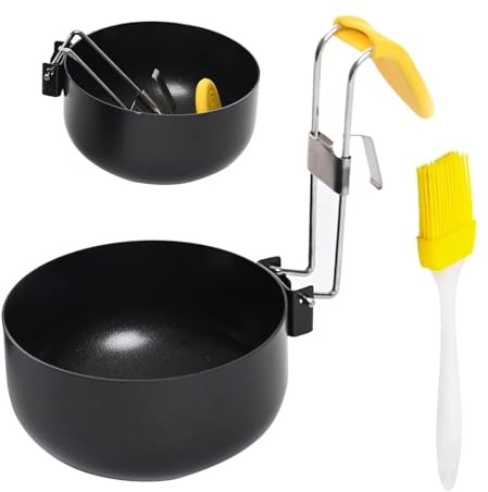2 PCS Poached Egg Pan & 1 Brush Set – Egg Poacher Cups for Easy Poaching & Healthy Breakfast – Easy Clean