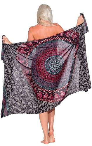 Kunst und Magie Sarong Yogatuch Wickelrock Mandala Strandtuch Multifunktionstuch Dekotuch Tischdecke Wickelkleid