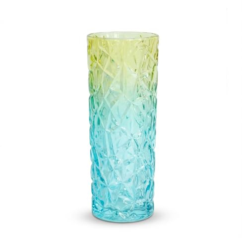 Große blaue Kristallvase in Eisblumen-Form, 30 cm hoch, modernes Vase, verdicktes Design, geeignet für Zuhause, Weihnachtsdekoration, Muttergeschenk (Blau)