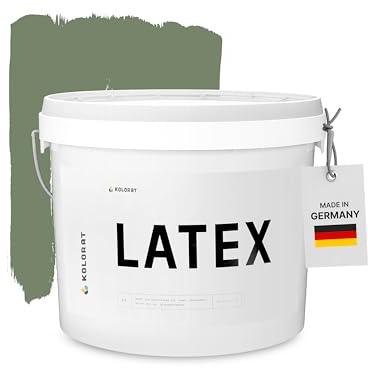 Kolorat® Latexfarbe, Waldgrün 5L – Abwaschbar & seidenmatt | Made in DE | Hochdeckend, geruchsarm, abwaschbar, seidenmatt, für Küche, Bad & Flur, kühles Hellgrau