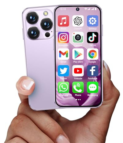 BLKE Mini teléfono inteligente 4G mejorado desbloqueado de 3.9 pulgadas, pantalla completa HD de 1950 mAh, Android 12, SIM dual 3 GB + 32 GB, teléfono celular pequeño 4G más pequeño del mundo para