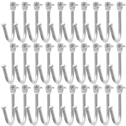 Homoyoyo Lot de 30 Crochets Muraux en Fer Blanc Nickelé 355X20 CM Petits Crochets Porte-Clés Suspendre Tasses pour Organisation Murale la Cuisine Entrée et Dressing