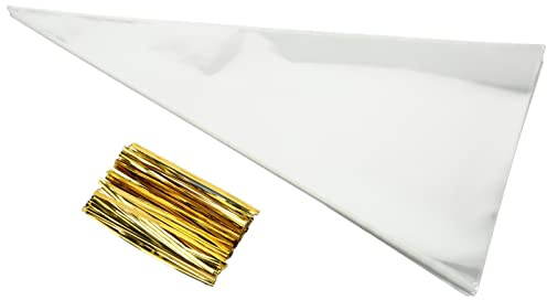 ANKROYU Sacchetti per pasticceria grandi da 300 pezzi Sacchetti per tubazioni in plastica LDPE per decorare torte, dolci e lavori artigianali, Sacchetti per glassa con cordoncini