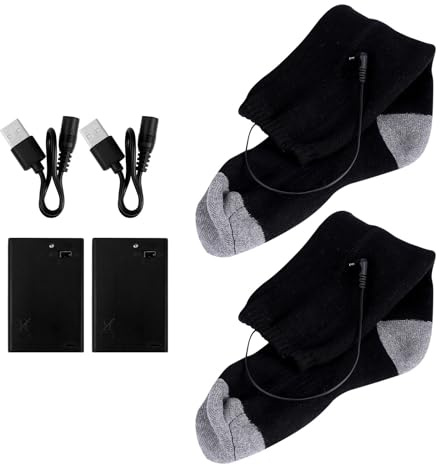 BELLIFFY Wintersocken Elektrisch Beheizt mit USB Batterie Atmungsaktives Gewebe Warmhaltend Geeignet für Outdoor Wintersport Wie Snowboarden und Schlittschuhlaufen