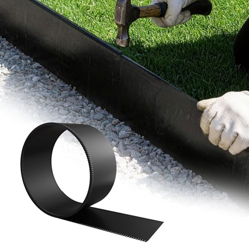 UISEBRT 5 m gräskanter galvaniserad metall, 15 cm hög – flexibel rabattinfattning, klippkant eller trädring, med tänder och fals, perfekt för trädgårdsbegränsningar, hållbar och lätt att installera