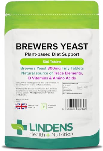 Lindens Bierhefe 300 mg Tabletten | 500 Verpackung | Natürliche Quelle für Vitamine und Mikro-Nährstoffe. Nicht entbittert für maximalen Nährstoffgehalt