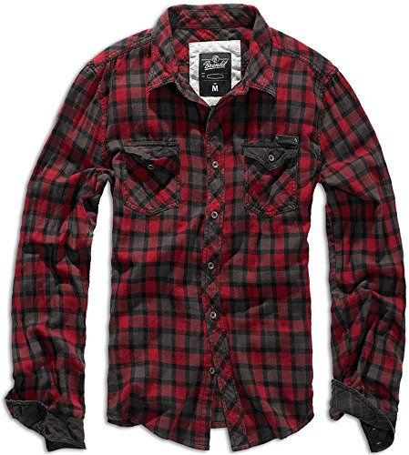 Brandit Duncan Männer Langarmhemd rot/grau L 100% Baumwolle Casual Wear