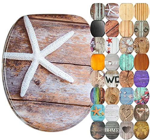 Sanilo WC Sitz mit Absenkautomatik, einfache Montage, aus Holz, Bahia | Toilettendeckel mit Soft-Close, hochwertige Oberfläche und stabile Scharniere, inkl. Montagematerial und Videoanleitung