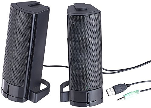 auvisio Computerlautsprecher: 2in1-PC-Stereo-Lautsprecher und Soundbar, 10 Watt, USB-Stromversorgung (PC Boxen, Laptop Lautsprecher, Mini)