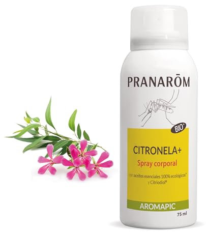 PRANARÔM - Aromapic - Spray Antizanzare Corpo Citronella+ Bio - Efficacia 7 Ore - Oli Essenziali Naturali e BIO - Repellente Zanzare con Azione Protettiva Duratura - 75 ml