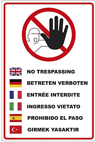 Schild Betreten verboten, Alu-Dibond, 200x300 mm | 3 mm stark, wetterfest, in mehreren Sprachen