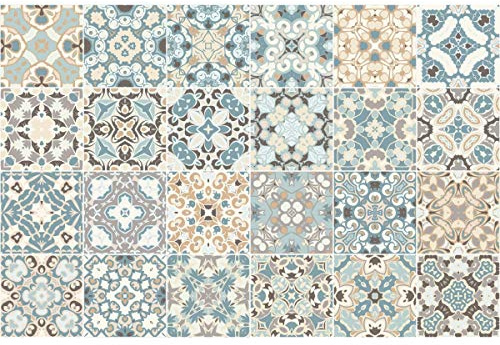 Ambiance Sticker Vinilos Autoadhesivos, Decoración de Paredes, Adhesivos de Azulejos para Baño y Cocina Ornements Stylé - 24 Vinilo Azulejos de 10 x 10 cm