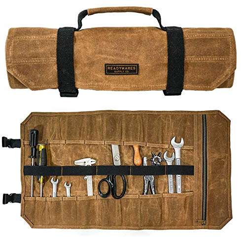 Readywares Tool Roll Bag With 18 Pockets and Pouch with Heavy Duty YKK Zipper