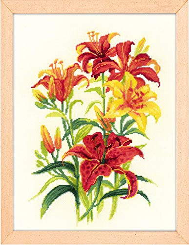 Riolis 1782 - Schema punto croce contato, motivo giglio tigre, in cotone, multicolore, 2533 cm