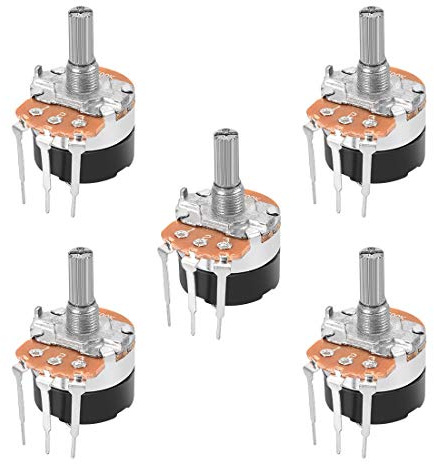 sourcing map WH138 Potentiometer mit Schalter B500K Ohm Variable Widerstände Single Turn Rotary Carbon Film Taper 5pcs