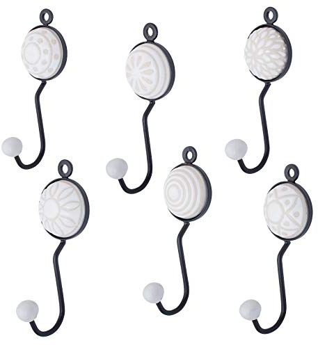 Knober Indigo Keramikhaken Wandhaken Garderobenhaken Kleiderhaken (01. Mix-Set Weiß 6 Stück)