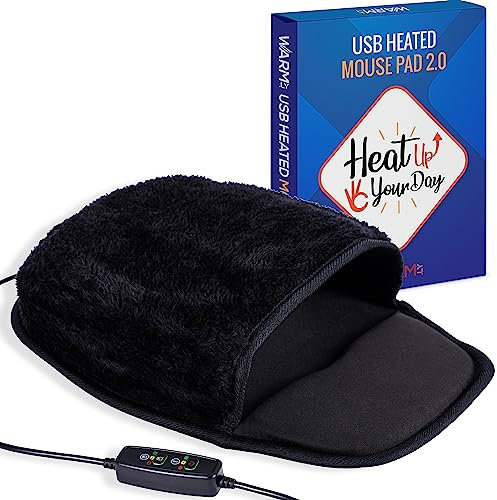 USB Heated Mouse Pad Hand Warmer - 3 Temperatures/Time Limits - Controller Included - Works with All PC Mice - Makes a Great Gift for PC Users