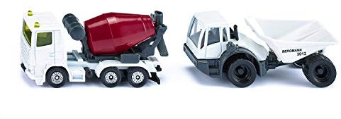 siku 1692, Baustellen-Set, Dumper und Betonmischer, Weiß/Rot, Metall/Kunststoff, Bereifung aus Gummi