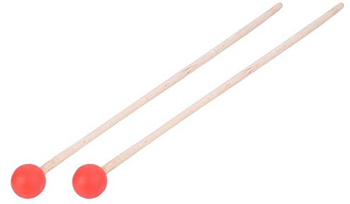 2 Stück Snare Drums Sticks, Filzhammer Drum Drumsticks Ahornholz für Xylophon/Pauken/Snare Drums(rot) Musikinstrumentenzubehör