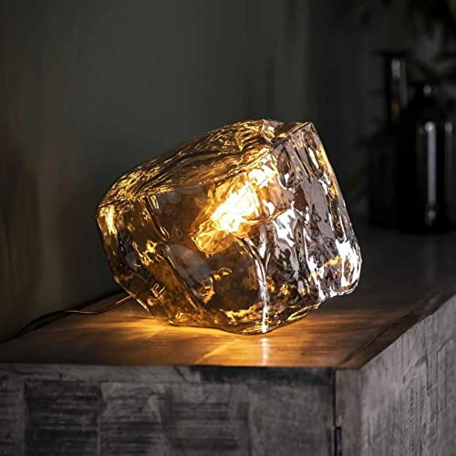 famlights Industrie Tischlampe Esstisch Jakub Glas Wohnzimmerlampe/Nachttischlampe Vintage Schlafzimmer Wohnzimmer/Designer Tischlampe E27 / Kristall LED Lampe Tisch/Kristall Nachttischlampe