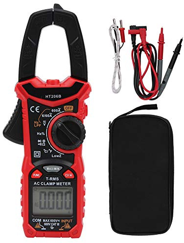 Multimètre à Pince Numérique AC DC - Testeur de Courant et Tension Précis pour Électriciens Professionnels - Outil de Mesure Multifonction avec Affichage LCD (HT206B)