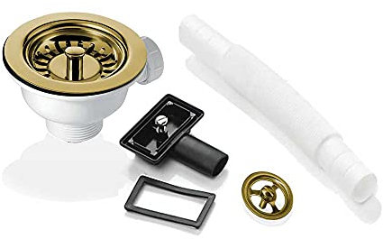 90mm Gold Strainer Waste & Overflow for Astini RAK Rangemaster Ceramic Sink