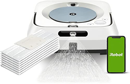 iRobot M613440 Braava Jet - Robot friegasuelos Conectado, Pulverizador a presión y navegación Avanzada + Pack de 7 paños Desechables para Pasar la mopa en seco
