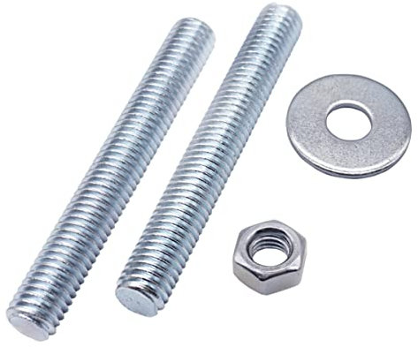 Confezione da 10 viti completamente filettate M8 x 60 mm con dadi esagonali e rondelle, perno DIN 796-1 (10, M8 x 60 mm)