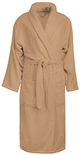 Brandsseller Bademantel Baumwolle für Damen und Herren UniSex Frottee Saunamantel Morgenmantel flauschig weich (M, Lachs)