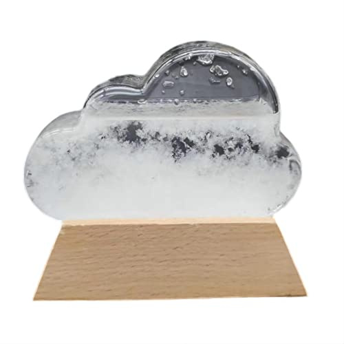 Hikpea Cadeau Unique Tempête En Verre Nuage Prédit La Météo Station Originale Avec Base En Bois En Forme D'étoile Décoration De Bureau Et De Maison Cadeau Créatif Et Tendance Pour Elle