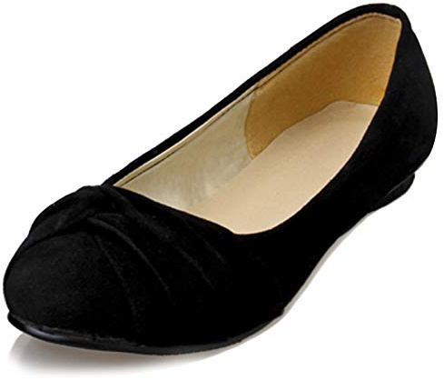 Bailarinas Planas Mujer, Zapatos Solid con Lazos Zapatos Sin Cordones Punta Redonda 125 Negro Talla 50 EU