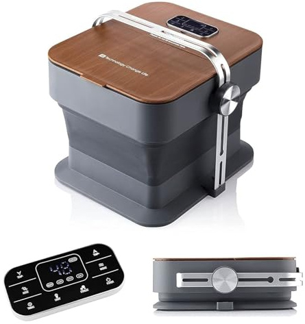 Medivon Aqua Pro Wasser-Fußmassagegerät, Sprudelmassage, Ozonierungsfunktion, Infrarottherapie, Fußbad mit Rollenmassage, platzsparend faltbar - braun