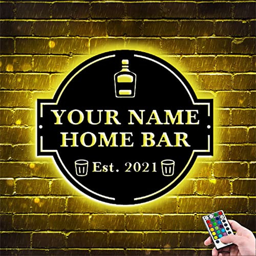 Personalisiertes Home Bar Neonschild mit Name, Jahr individuelles Familienbarschild mit LED-Lichtern, Terrasse, Bar, Pool, Bar, Dekoration, Hinterhof, Bar, Schild für Bierliebhaber, Geschenk